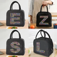 insulated lunch bag zipper cooler tote thermal bag lunch box food picnic lunch bags for work handbag text initials pattern