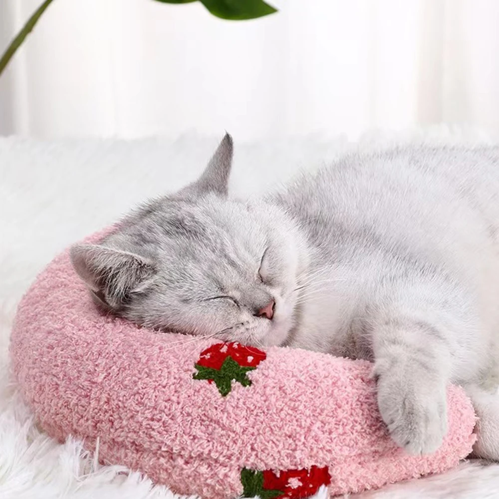 

Cute Cat Plush Toy Pet U-Shaped Pillow Neck Protector Deep Sleep Cushion Kitten Puppy Headrest Dog Accessories Pets Supplies