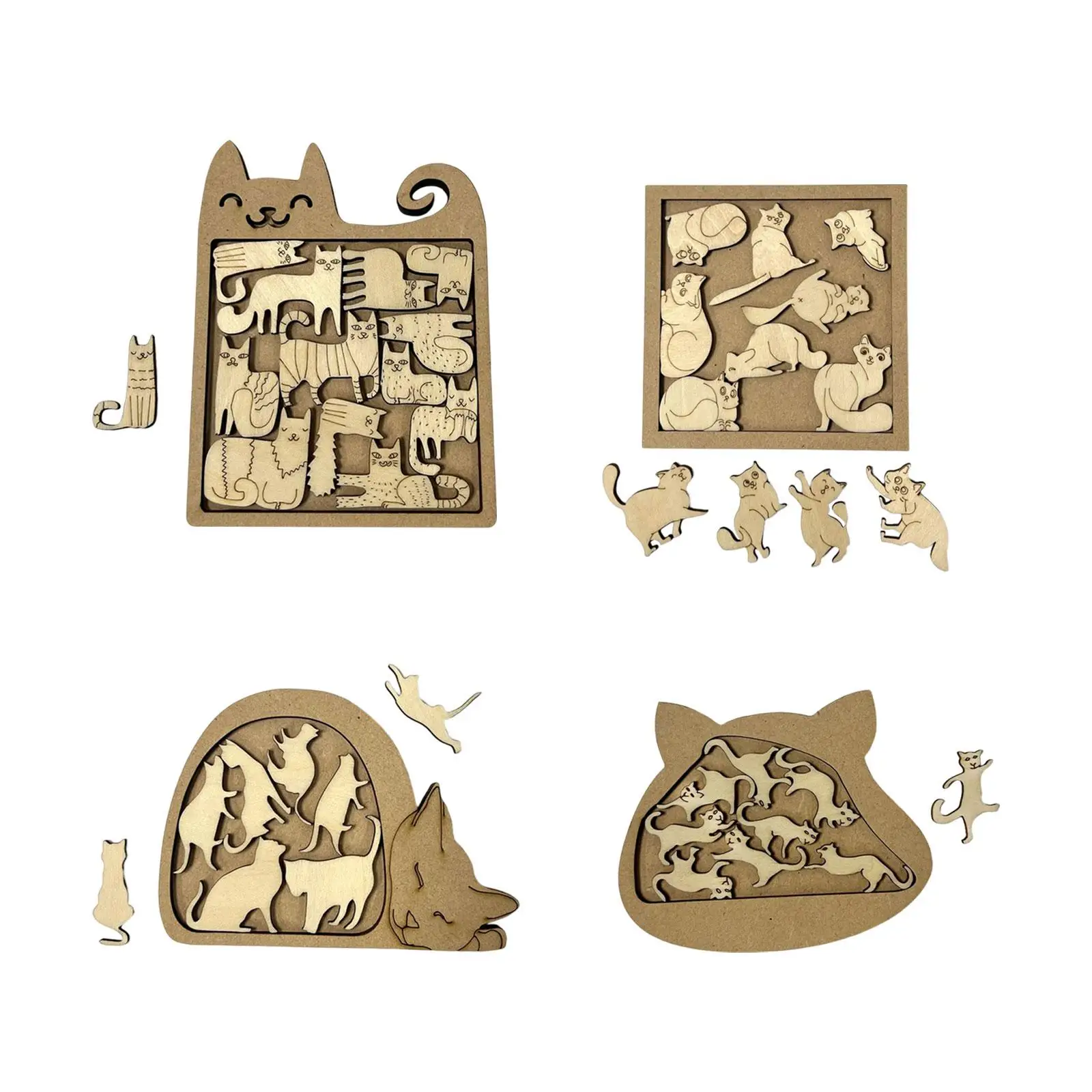 

Cat 3D Wooden Puzzle Toy, Brain teaser cats Shaped Puzzle Wooden Jigsaw Puzzles, for Girls Boys Age 4+ Years Old Baby Kids