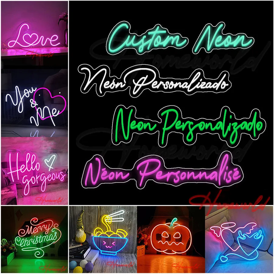 Custom Neon Sign Light DIY Your Own Text Logo LED Night Lamp Decor Room Wall Shop Pub Game Wedding Birthday Party Restaurant