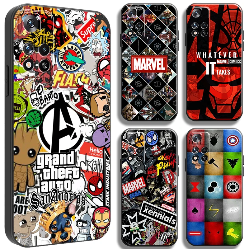 

Marvel Fashion Logo Phone Case For Xiaomi Redmi Note 11 11T 11S 10 10S 10T 9 9S Pro 5G Redmi 10 9 9T 9A 9C Funda Back