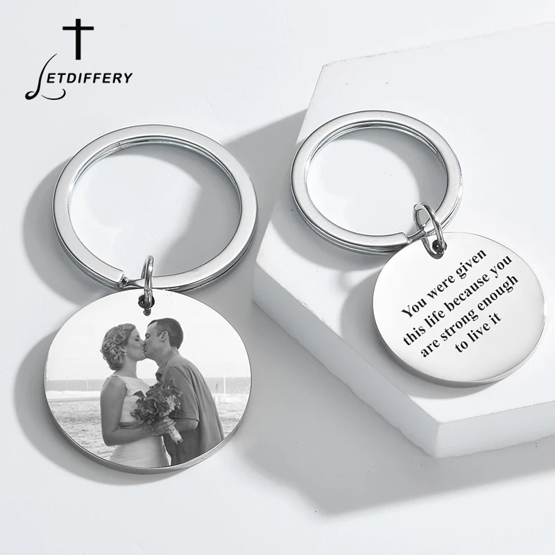 

Letdiffery Custom Boy Girl Calendar Keychain Stainless Steel Laser Engrave Name Date Photo Never Fade Keyring Anniversary Gifts