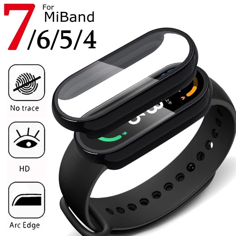 

Защитный чехол для экрана 2 в 1 + 3D пленка для Xiaomi Band 7 6 5 4 3, полное покрытие, защитный ударопрочный чехол с рамкой для Miband 7 6 NFC