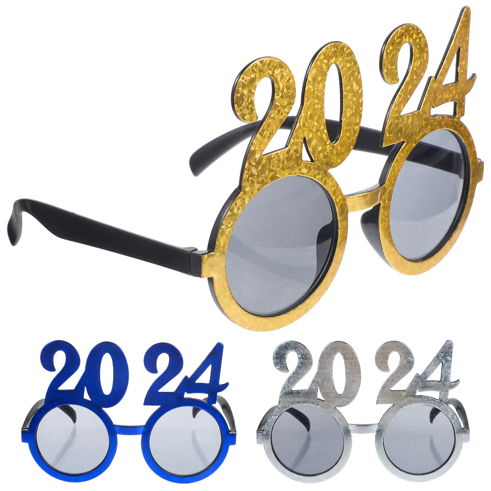 

3 Pcs 2024 Glasses Party Supplies Colored Graduation Eyewear Modeling Funny Dancing Plastic Photo Prop New Year Child Props