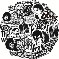 103050 pcs black and white rock cartoon graffiti stickers guitar decoration mobile phone skateboard waterproof sticker