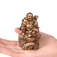 lucky feng shui ornament maitreya toad buddha figurine money fortune wealth chinese golden frog home office tabletop decoration