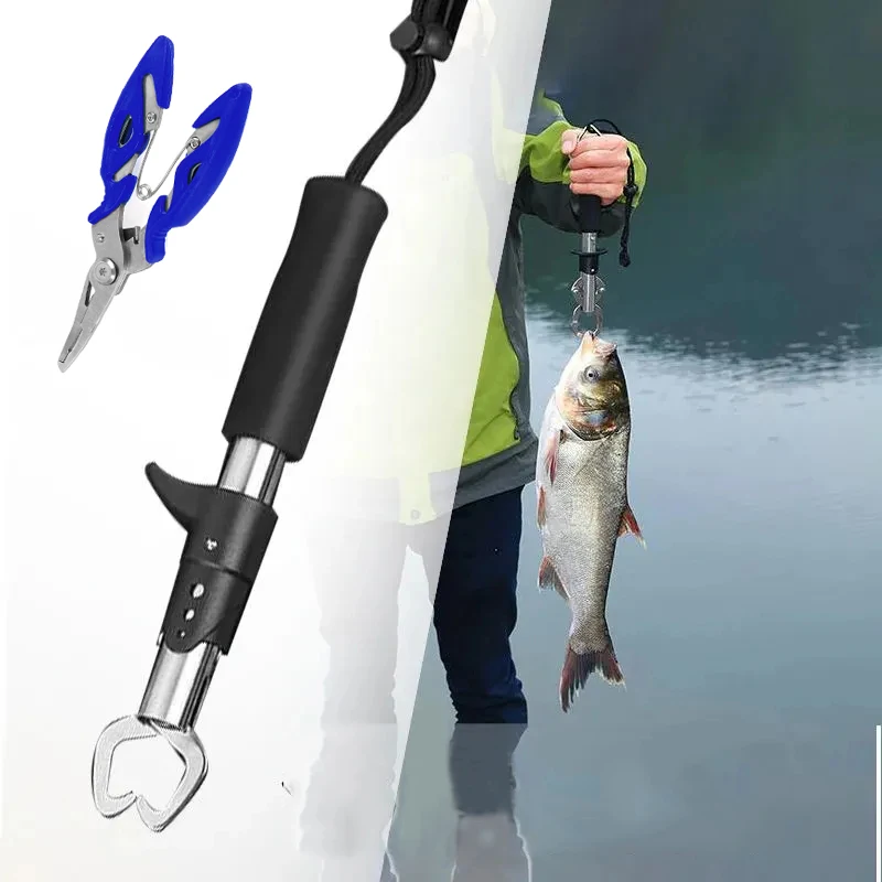 

Stainless Steel Durable Fish Grip Lip Trigger Lock Gripper Clip Clamp Grabber Fish Pliers Grab Fishing Tackle Box Accessory Tool