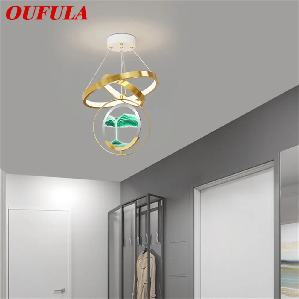 

OUFULA Hourglass Pendant Lights Contemporary Gold Chandelier Lamp LED 3 Colors Creative Decor for Home Dining Room Aisle