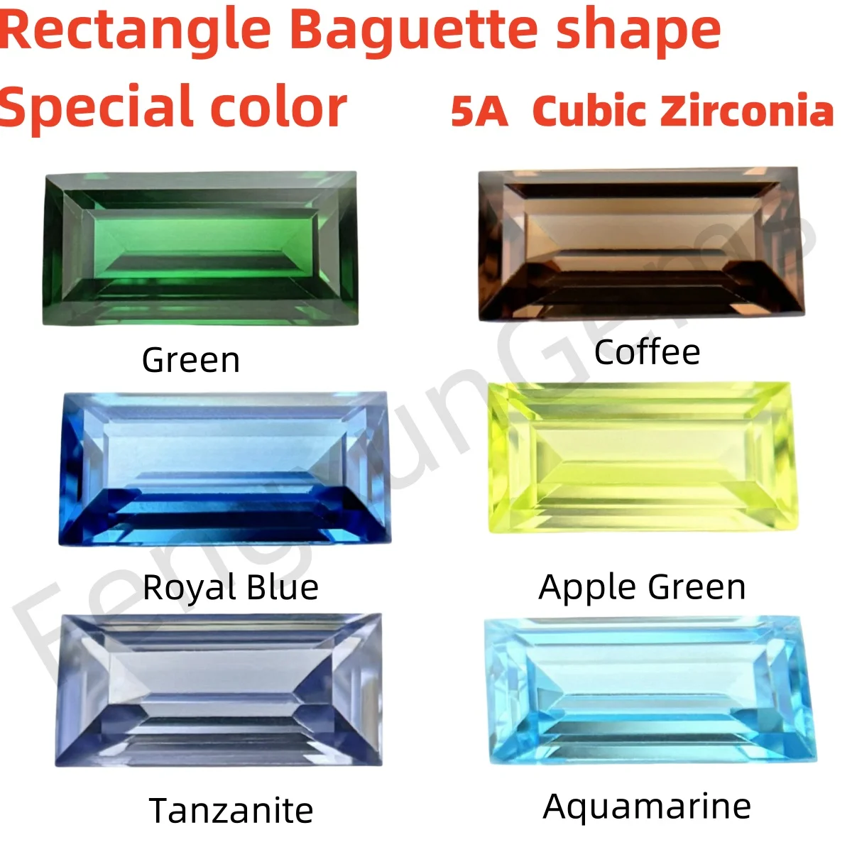 2x4~3x6mm 5/10/20pcs Rectangle Baguette shape Special color Cubic Zirconia Green Blue Loose Synthetic Bedas For Jewelry Necklace