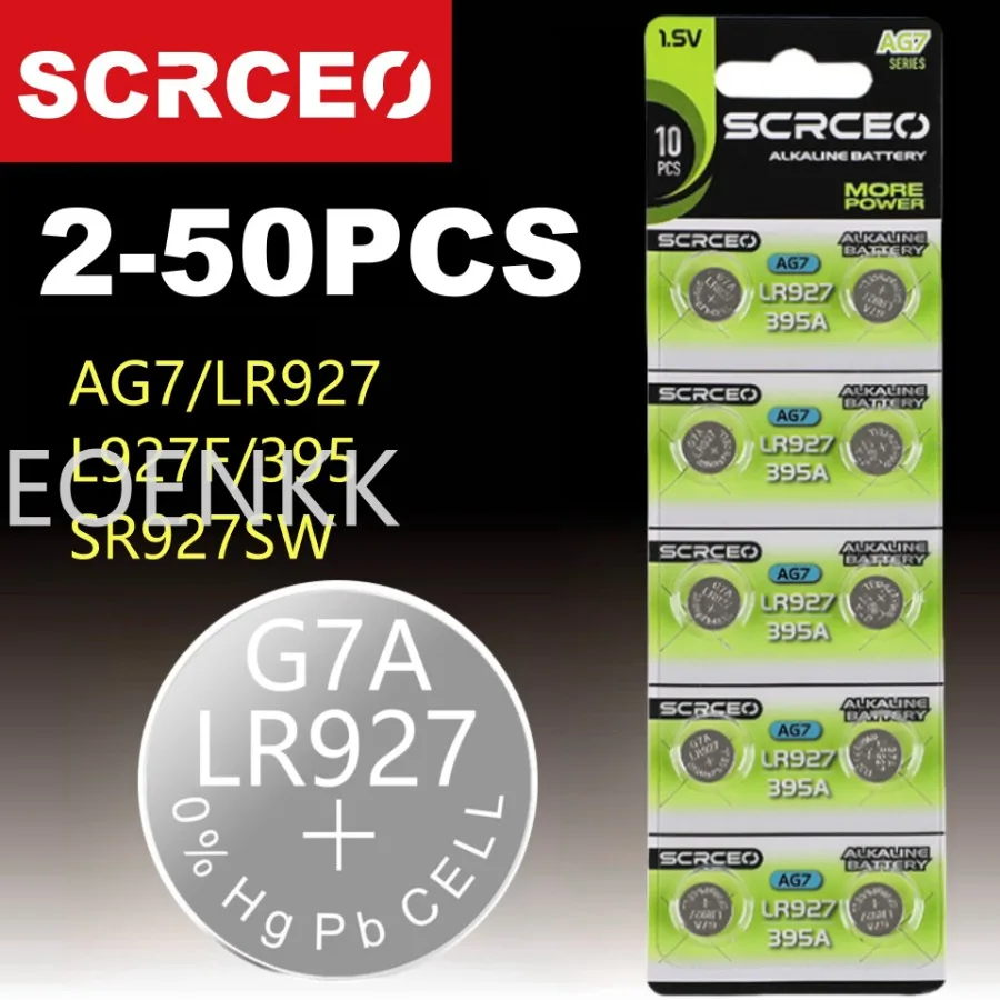 Фото Высокое качество 2-50 шт. AG7 1,5 В щелочная батарея LR927 LR57 SR927W 399 G7 часы игрушки пульты камеры с батареями №1