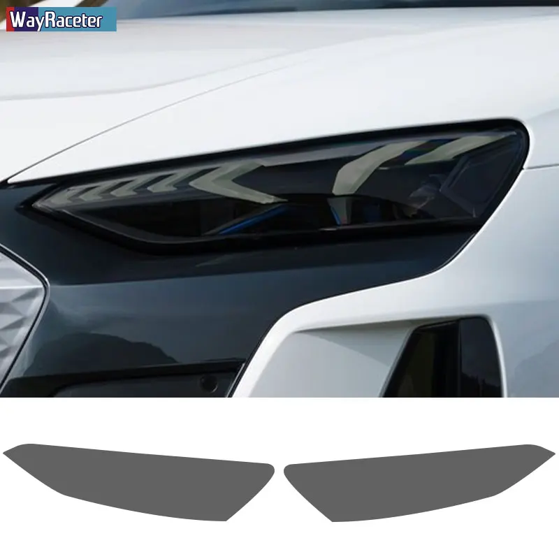 

2 Pcs Car Headlight Protective Film Front Light Transparent Smoked Black TPU Sticker For Audi E-tron GT RS Quattro 2021 2022 -