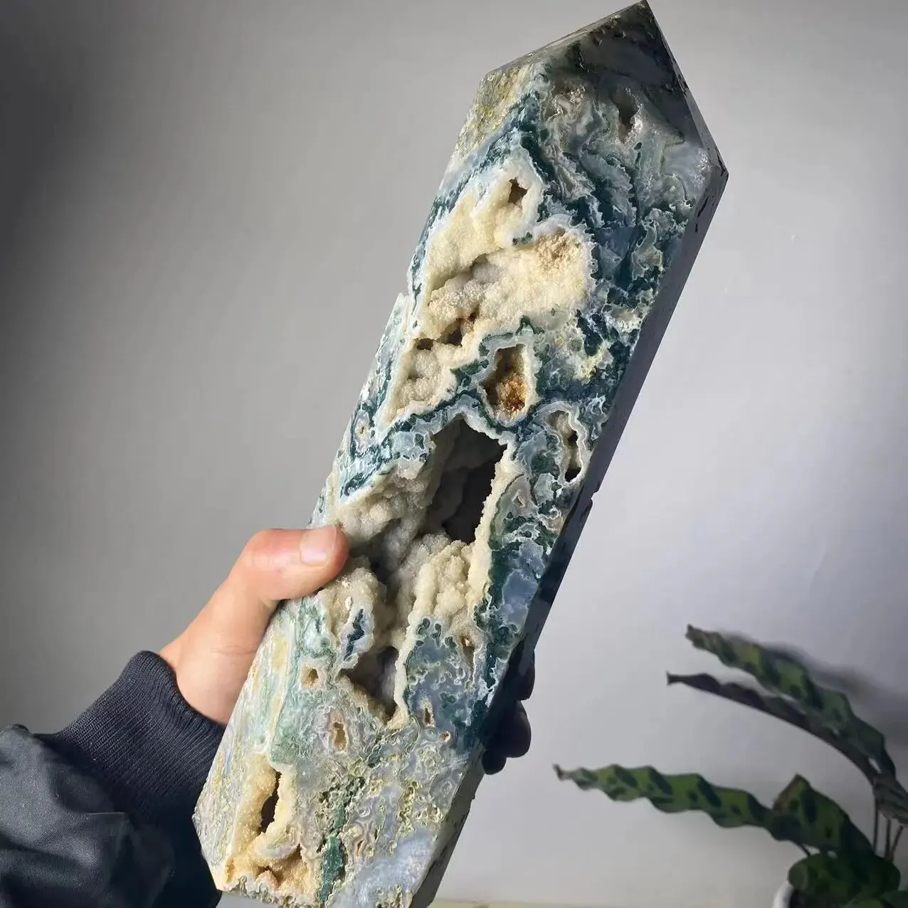 Натуральный водный агат Обелиск Кварцевая башня Кристалл Точечное исцеление