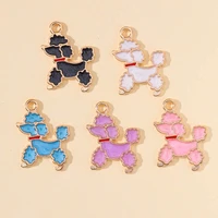 20pcs enamel cute cartoon tiny poodle dog pendants women necklaces pendants animal charms for jewelry making bracelet accessory