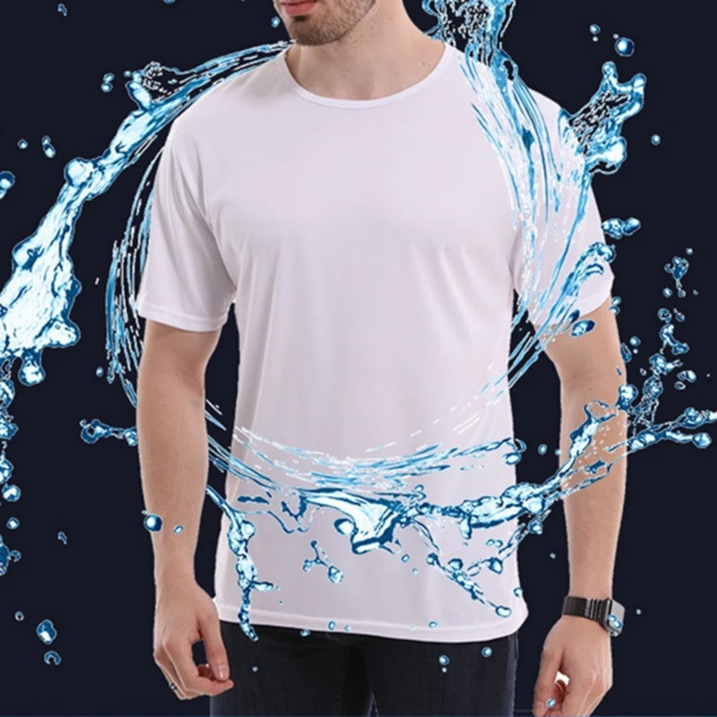 

B801 Creatieve Hydrofobe Anti-Vuil Waterdichte Effen Kleur Mannen T-shirt Zachte Korte Mouw Snel Droog Top Ademend Slijtvaste