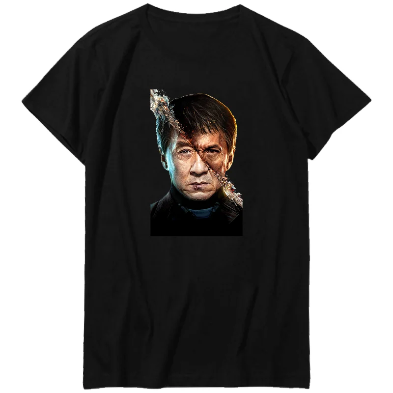 

Cool Jackie Chan Oversized t-shirt Short Sleeve Shirt Unisex Black & White T-Shirt Summer Harajuku Streetwear Men's clothing