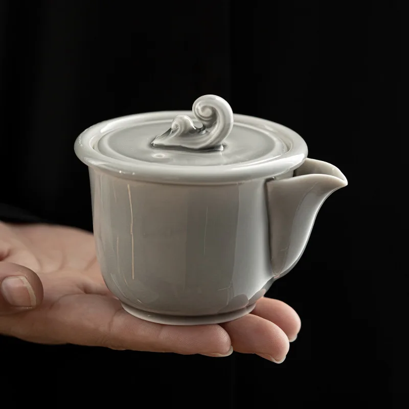 

Ice Gray Glaze HAILANG Pot Japanese Simple Home Ceramic Kung Fu Teapot Pu'er Tea Making Tureen Single Teapot Gaiwan Kettle Tea