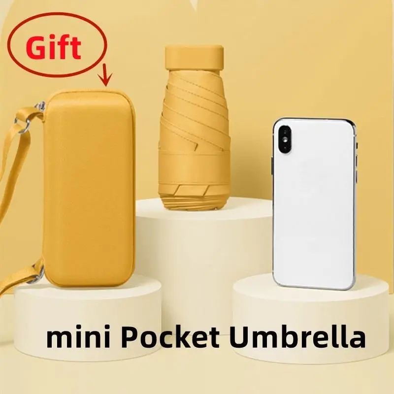 

Mini Pocket Umbrella for Women Flat 6 Folding Uv Sunscreen Waterproof Sunproof Small Sunshade Rain and Sun Umbrella Guarda Chuva