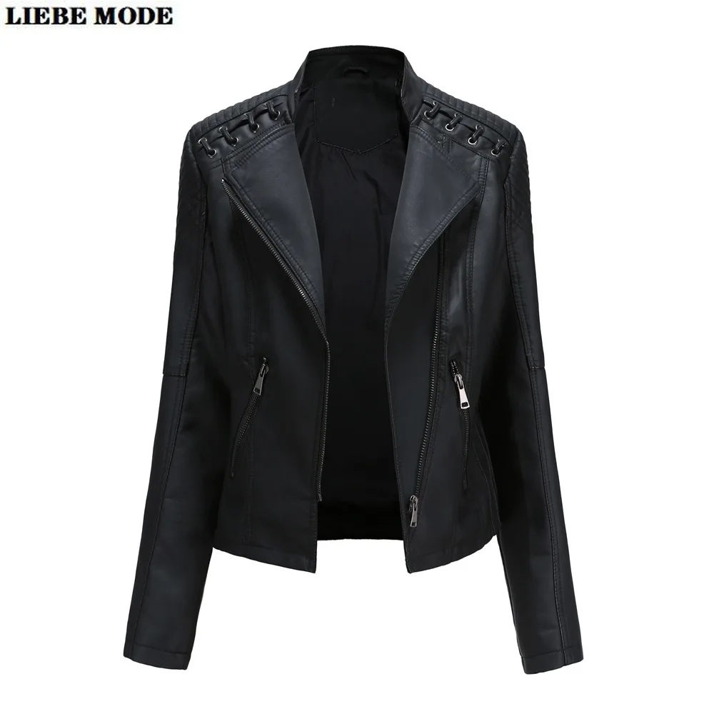 Punk Streetwear Faux Leather Jacket Women Harajuku Zipper Motorcycle Biker Slim Fit Jackets Coats Womens Stand Collar Outerwear