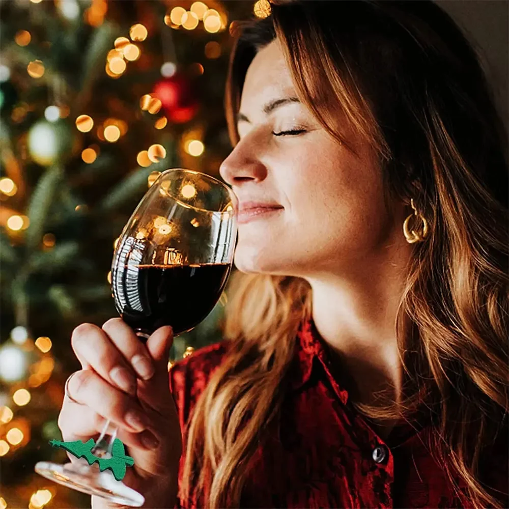 10 шт. рождественские фетровые стаканы для вина кольцо открыток украшение стола