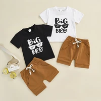 2 pieces baby boys summer outfit letter glasses print short sleeve t shirt casual shorts for toddlers 0 24 months