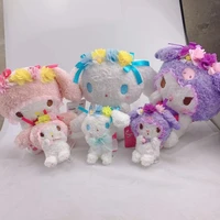 sanrio my melody kuromi cinnamoroll anime cartoon exquisite cute rainbow flower doll pendant plush hanging decoration