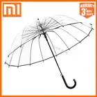 Прозрачный зонт Xiaomi с длинной ручкой для мужчин и женщин, модный большой автоматический зонтик от дождя, 16 ребер