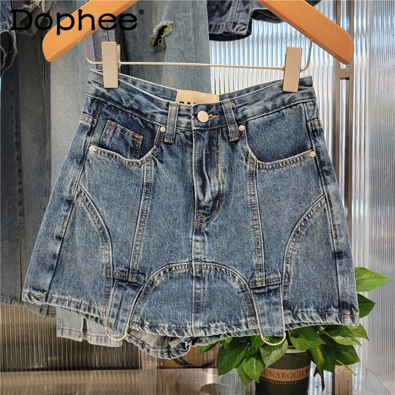 

2022 Spring Summer New High Waist Slimming Denim Shorts Women's Simple All-Match Fashion Denim Shorts Skirt Female High Street