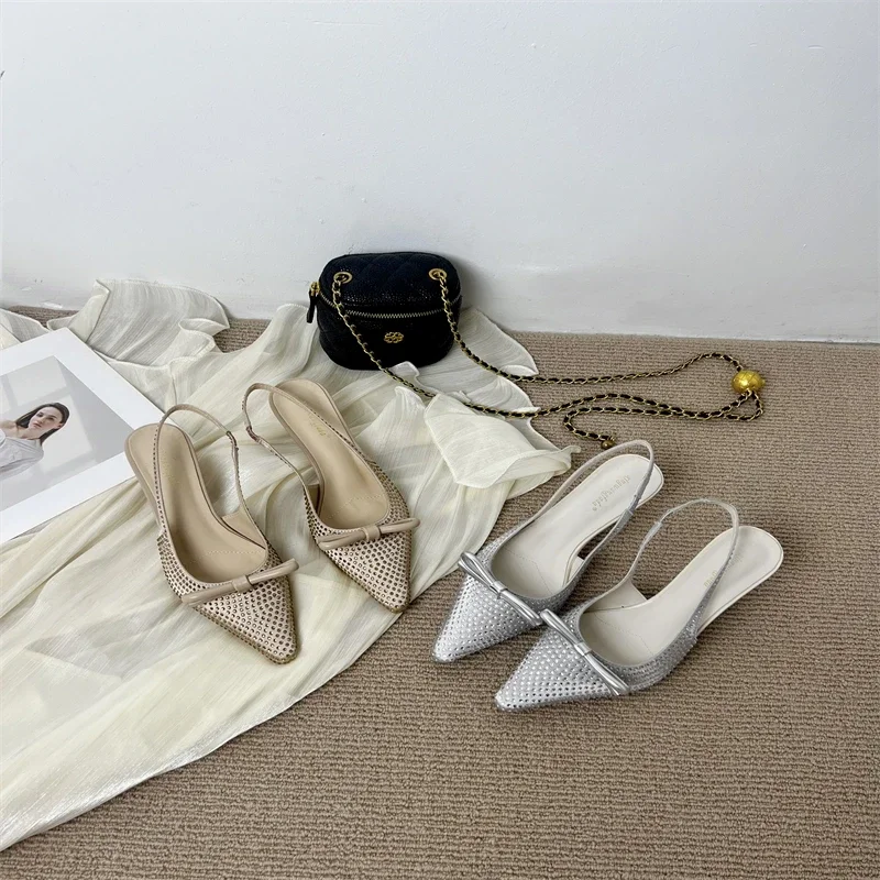 Eilyken элегантные шелковые женские туфли-лодочки с кристаллами пикантные острым