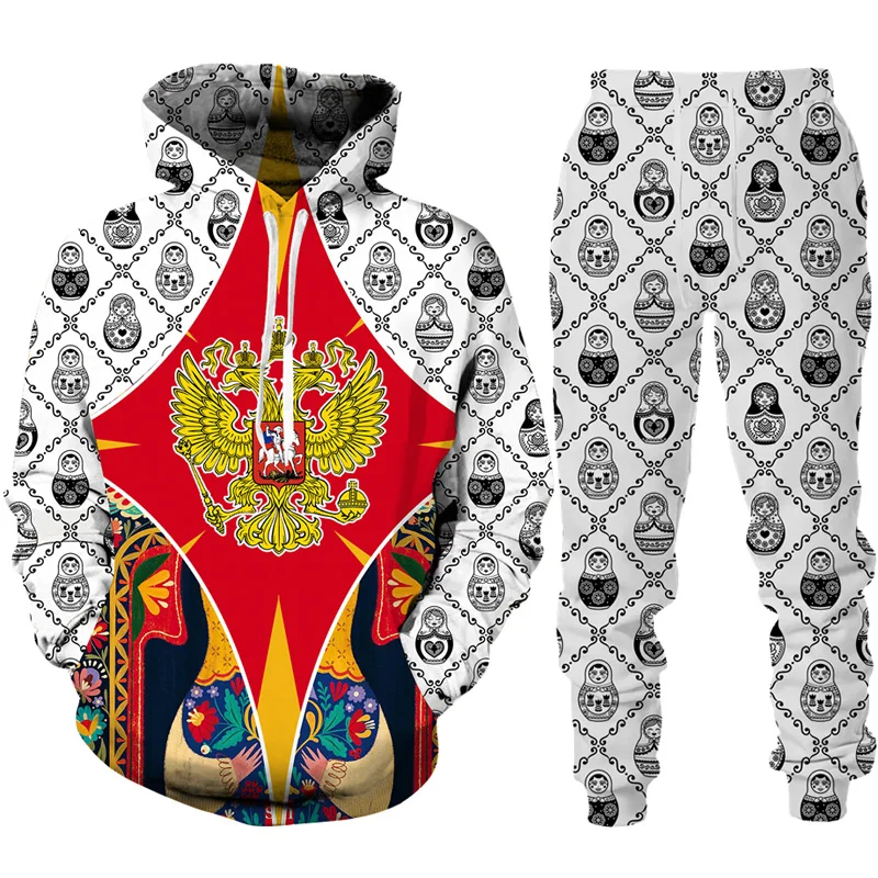 

Funny Russian Flag 3d Print Hoodie/pants/zipper Jacket Men Women Two Piece Sets Russia National Emblem Streetwear Tracksuit