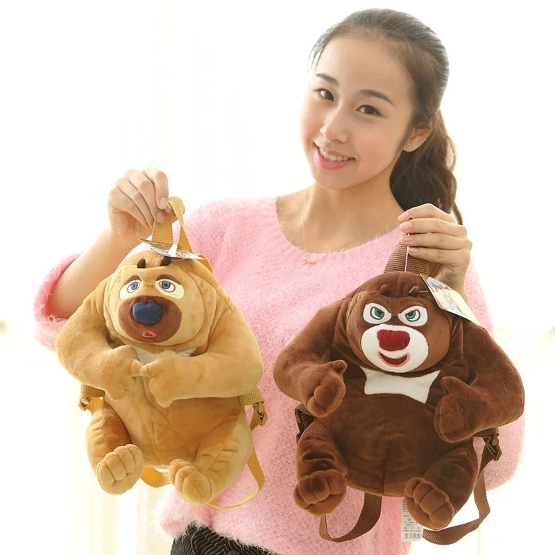 

Plush toy stuffed doll cartoon animal backpack bear brother shoulder bag package schoolbag birthday gift christmas present 1pc