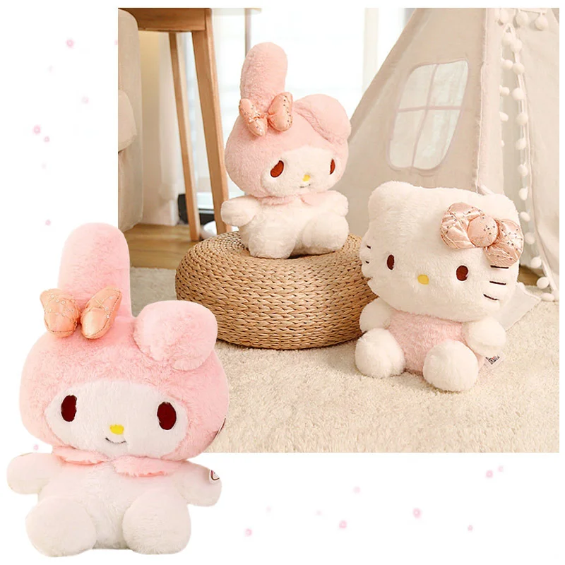 

28CM Cartoon Anime Sanrioed My Melody Kittys Cat Stuffed Plush Toys Kawaii Children Appease Plushie Soft Doll Kids Birthday Gift