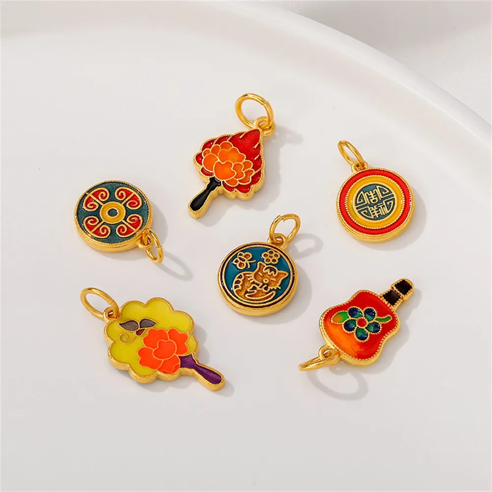 

1pcs Shajin Ancient Method Burnt Blue Cat Fan Pendant DIY Handmade Bracelet Necklace Red Rope Accessories Material