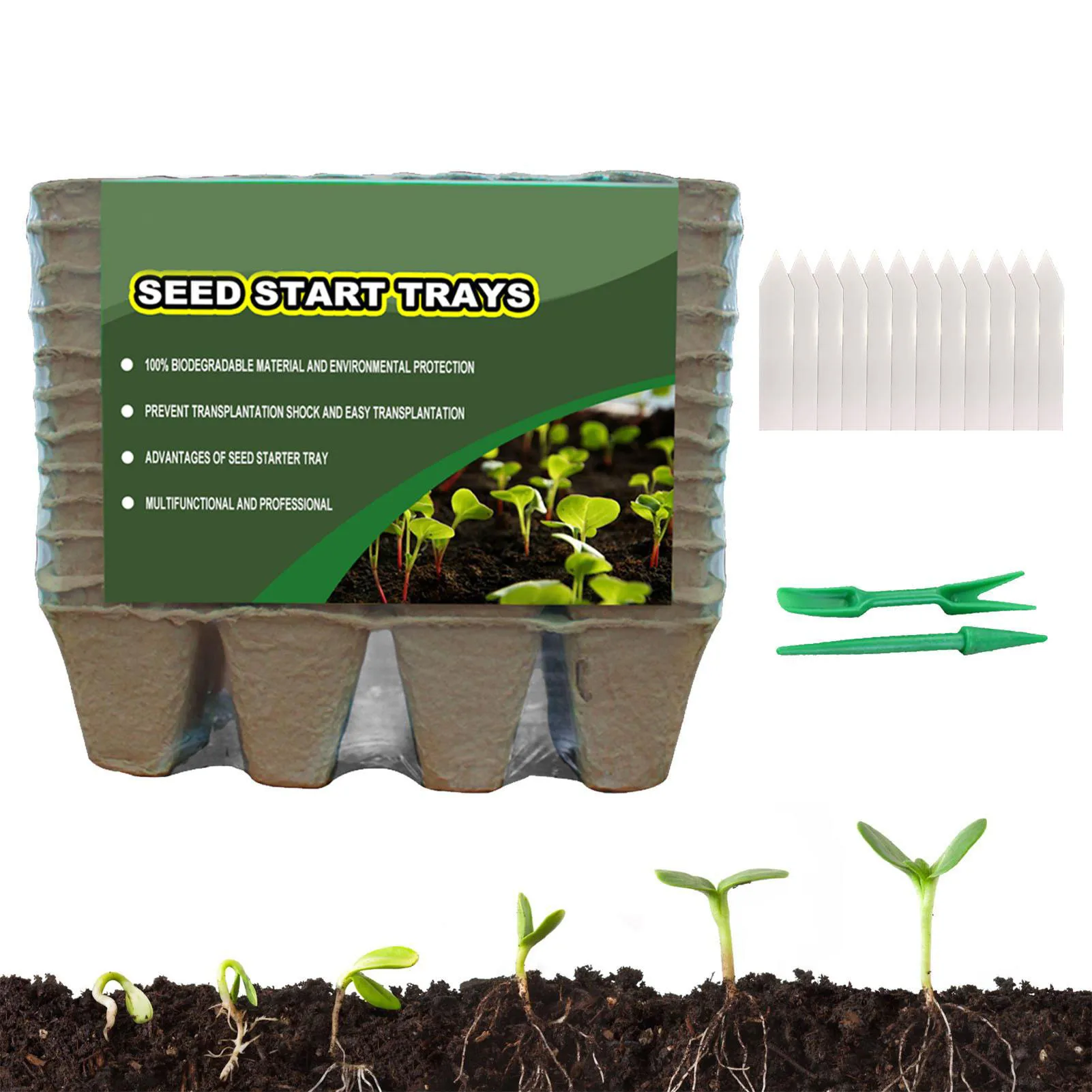 

12 Compartment Pulp Peat Pot Planting Set For Outdoor Plants Biodegradable Paper Pulp Cultivation Cup Nursery Cup Starters Plant