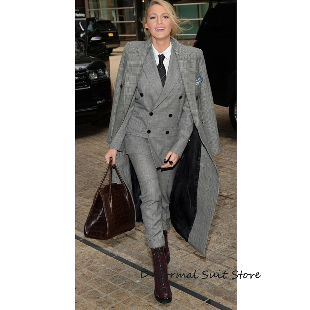 

Женское зимнее длинное пальто из 3 предметов, облегающий двубортный жакет, деловая офисная одежда для работы, брюки, Блейзер, женский ский