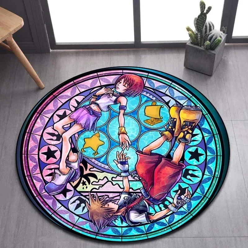 Фото Коврик Kingdom Hearts с мультяшным узором, круглый напольный коврик, ковер для гостиной, ванной комнаты, кухни, коврик для двери, нескользящий напольный коврик №2