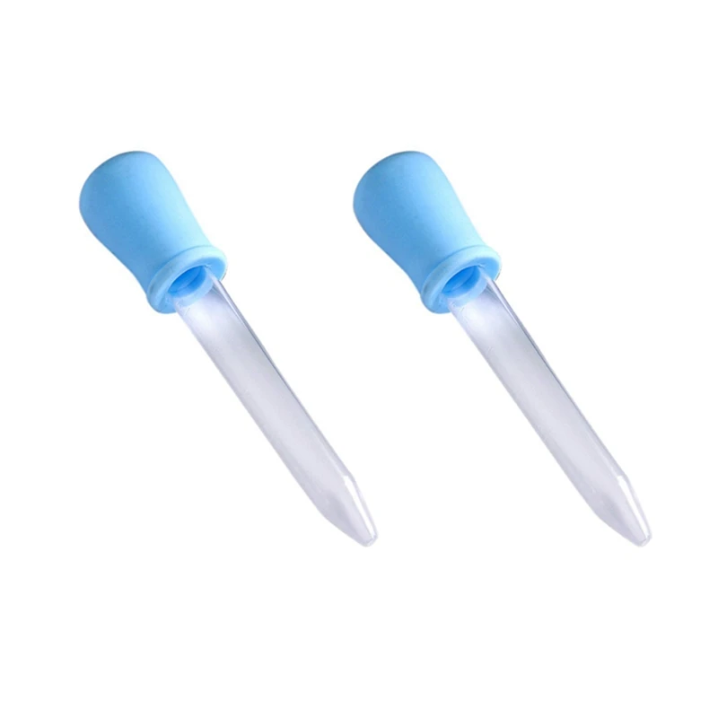 

2X 5Ml Clear Plastic Pipette Liquid Medicine Dropper Blue For Baby