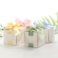 20 hot stamping green white square candy carton wedding chocolate small candy box holiday gift box new year gift packaging