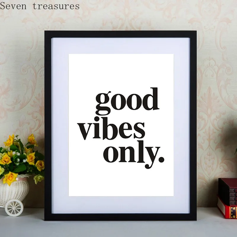 

"good vibes only" Canvas Paintings Minimalist Black White Quotes for Kids Room Home Decor Nursery Wall Art Poster Print Pictures