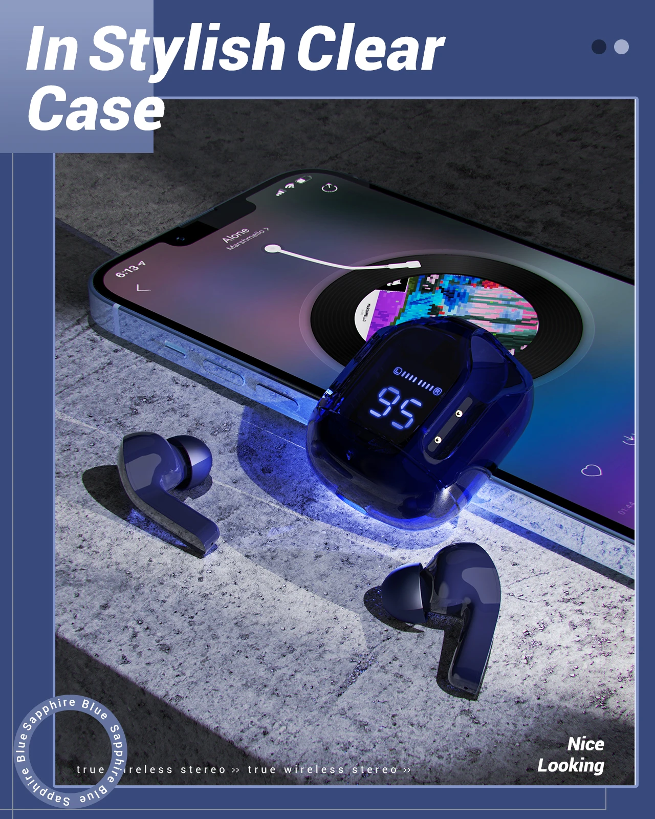 Высококачественные беспроводные наушники Acefast T6 Bluetooth со светодиодным дисплеем