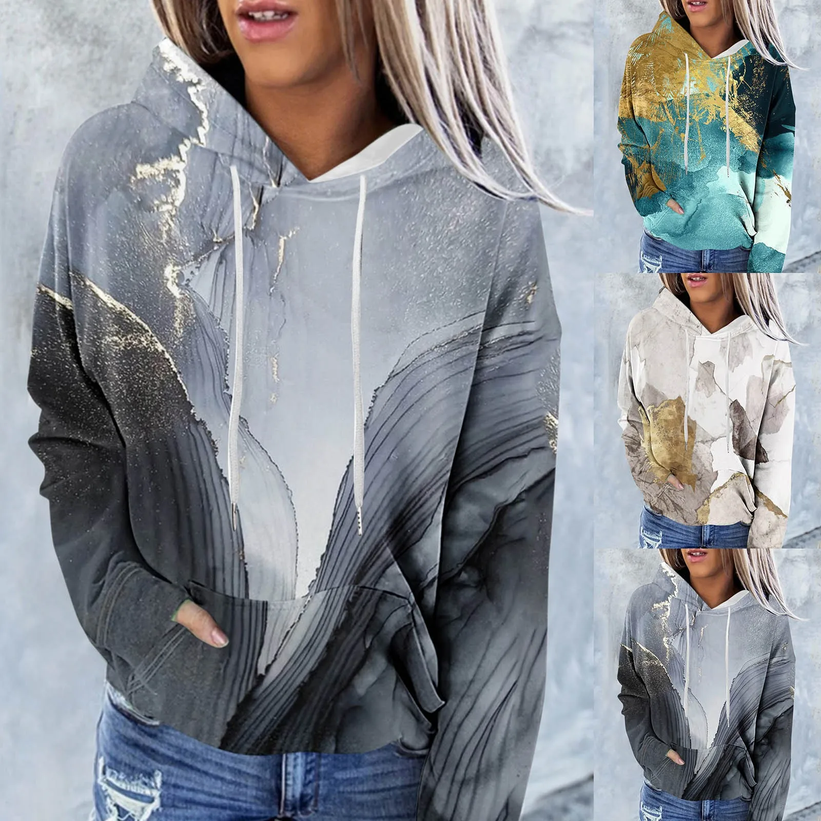 

Women Western Aztec Geometric Hoodie Ethnic Graphic Pullover Sweater Long Sleeve Sweatshirt Shirts Sweatshirt With Hoodie Women