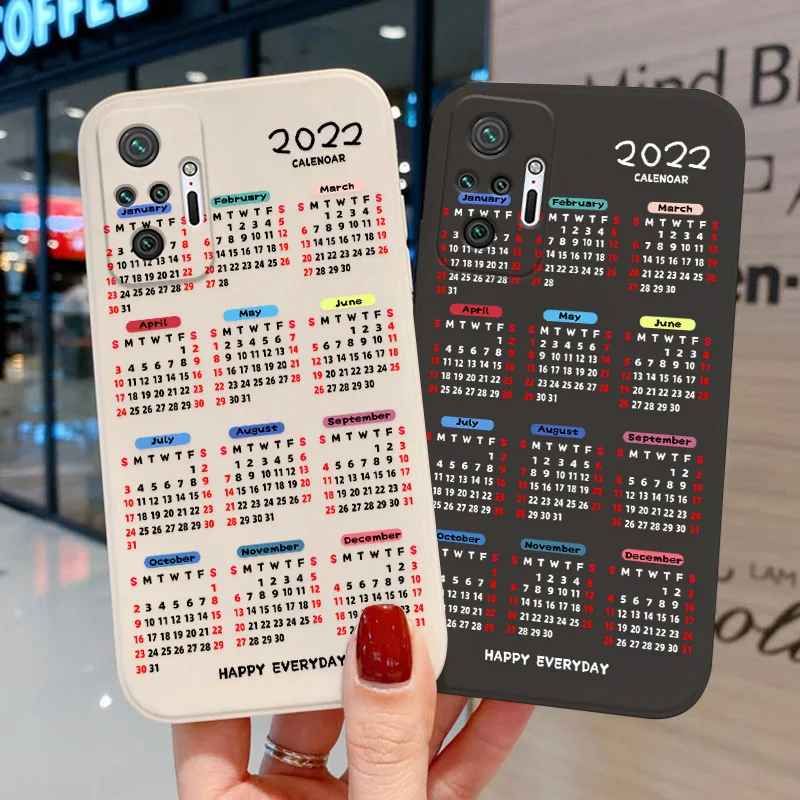 

Soft Case For Xiaomi 11T Pro 12 11 Lite 11i 10T Funda Redmi Note 9 7 8 10 11 Pro Poco M4 X3 M3 F3 2022 Calendar Phone Back Cover