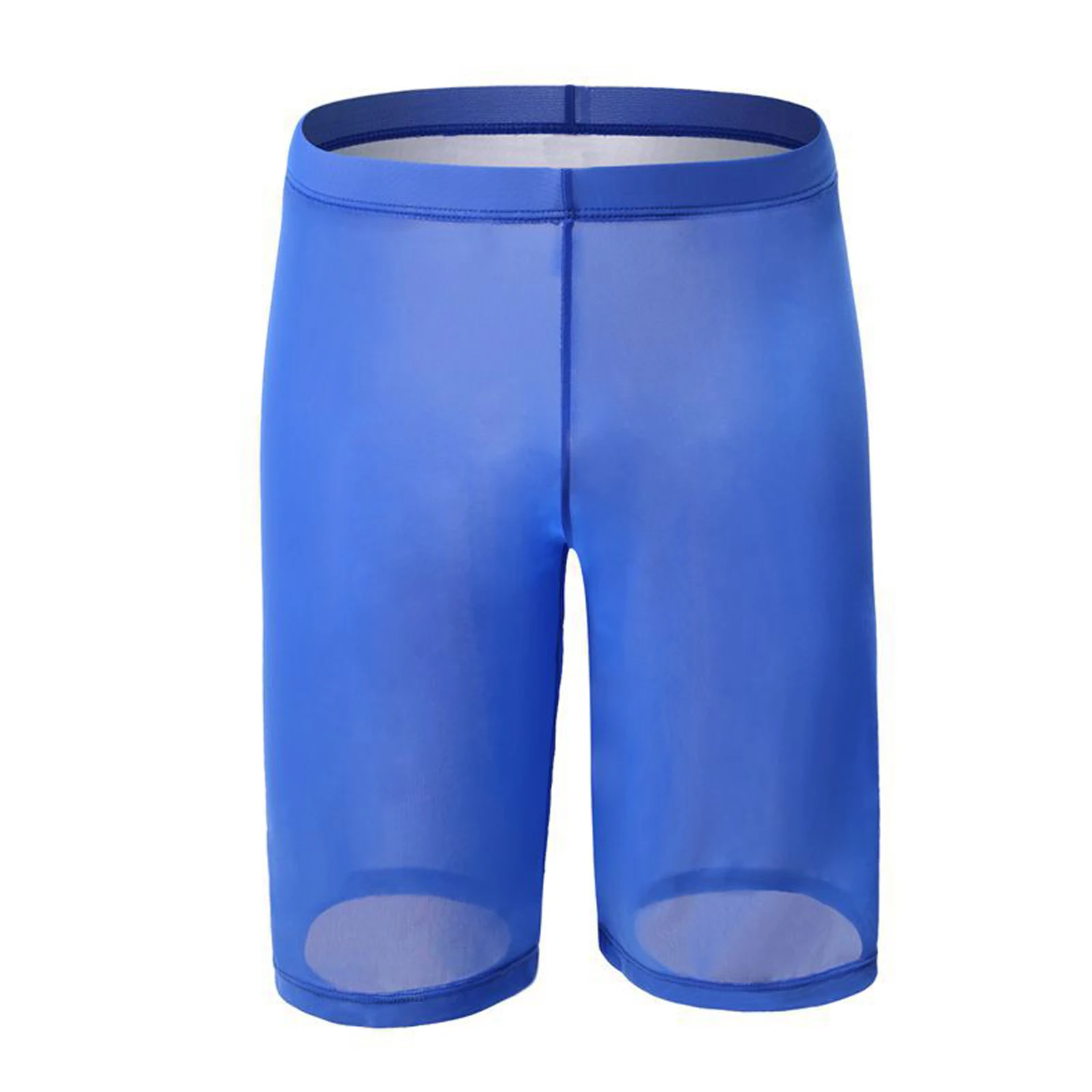 

Mens Casual See through Mesh Capri Boxer Shorts Solid Color Transparents Elastic Waistband Shorts for Sleepwear Loungewear