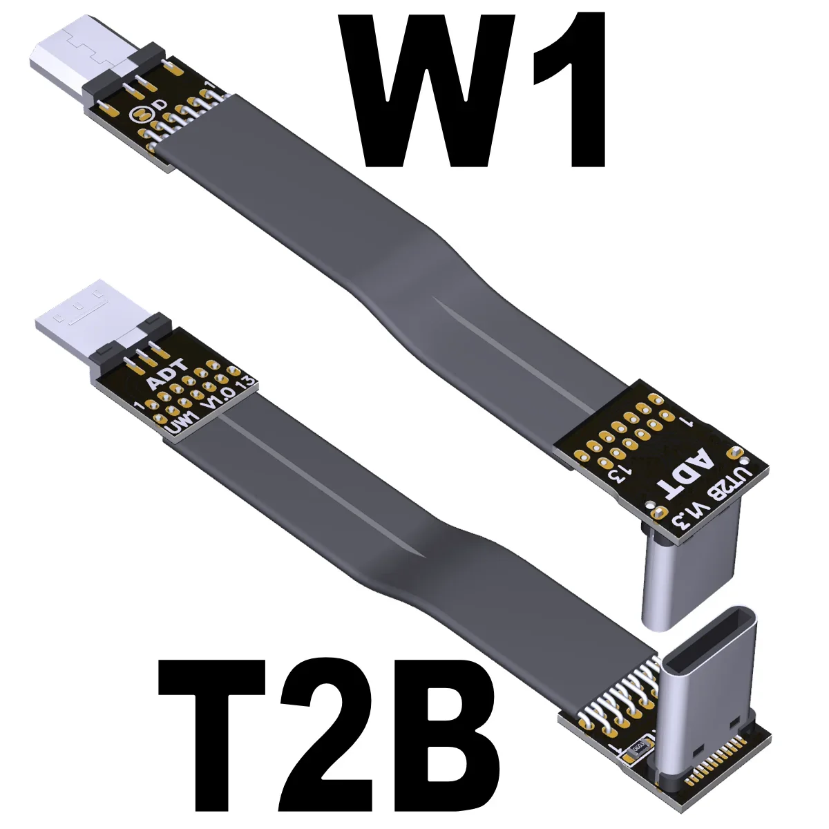 ADT USB2.0 папа-папа Плоская линия Type-C — удлинитель Micro-B с двойным изгибом