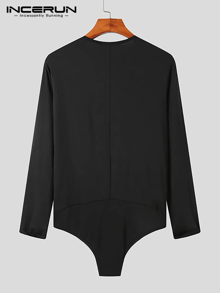 INCERUN Comfortable Homewear New Men's Zipper Rompers Stylish Onesies Striped Casual Sexy Style Long Sleeve Jumpsuit S-5XL 2022