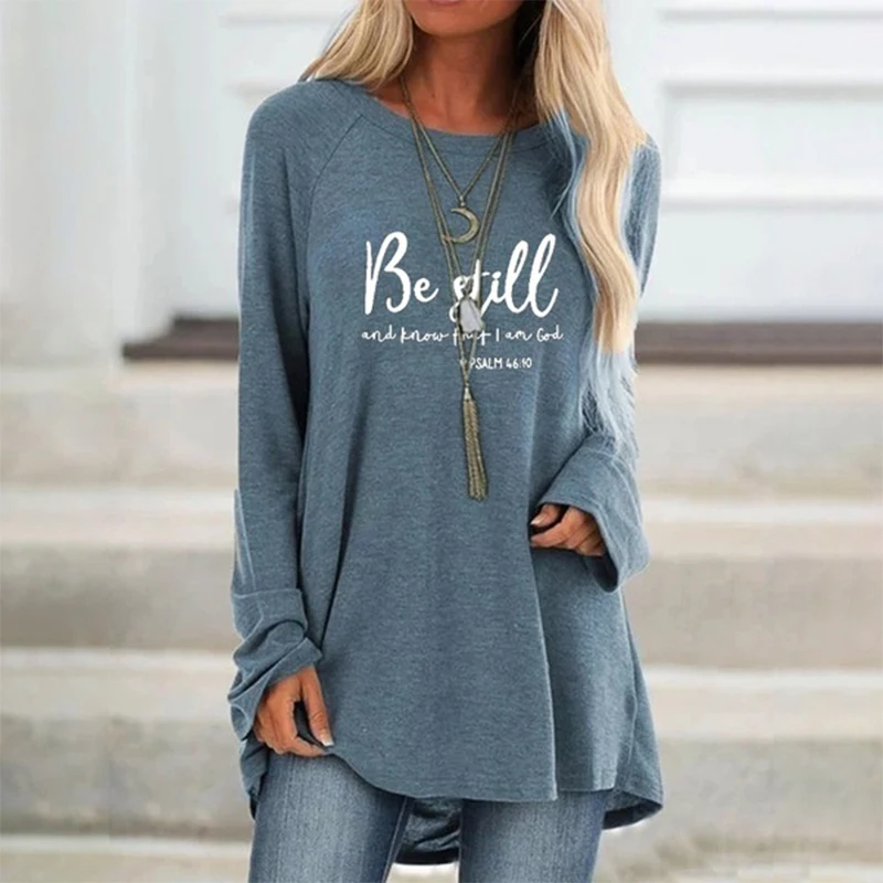 

Large Size Womens Tshirts Letter Printing Long Sleeve Round Collar Womens Casual Tops Loose Ladies Shirts Autumn Clothing