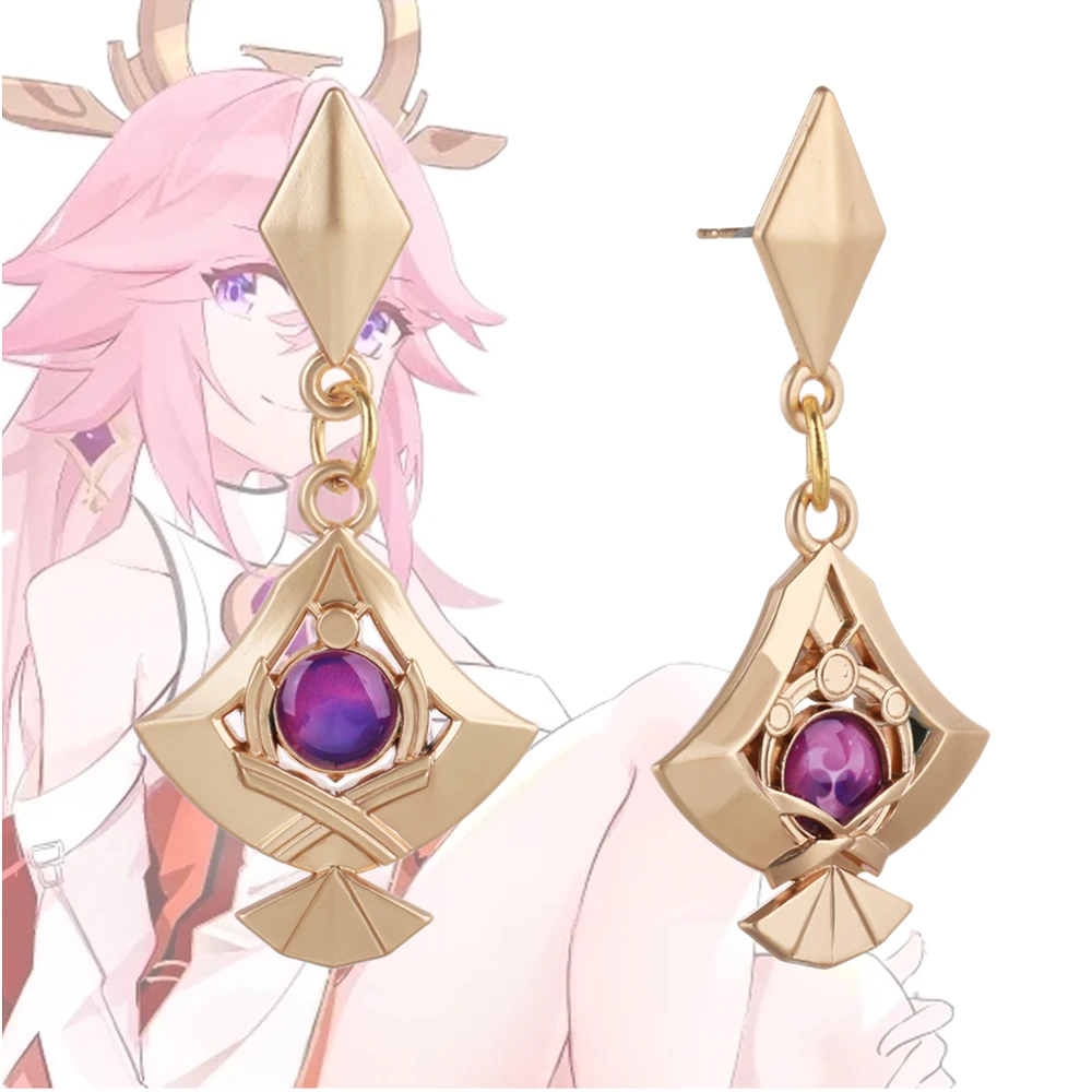

Genshin Impact Anime Yae Miko Vision Cospaly Props Metal Alloy Earring Ear Studs Jewelry Women Accessories Gift for Fans