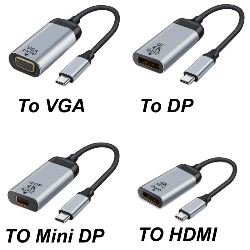 

Кабель-Переходник USB 3,1 стандарта штекер на 4k @ 60HZ HDMI совместимый/4k @ 60HZ DP/4k @ 60HZ MINI DP/1080PVGA Female для ПК ноутбука