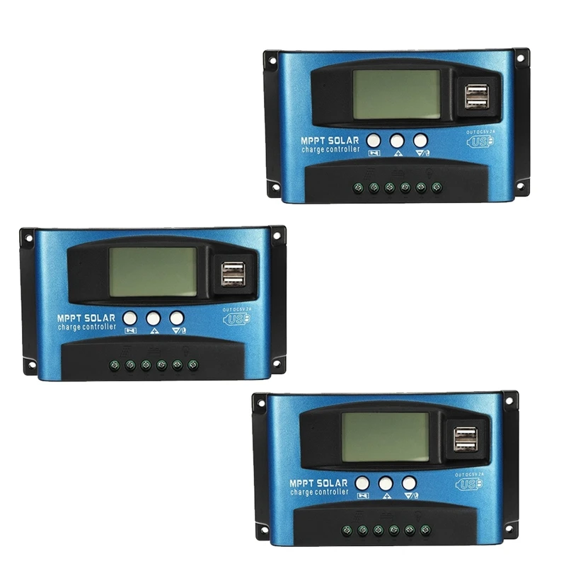 Контроллер солнечной батареи MPPT с двойным USB ЖК-дисплеем 12В 24В автомобильный