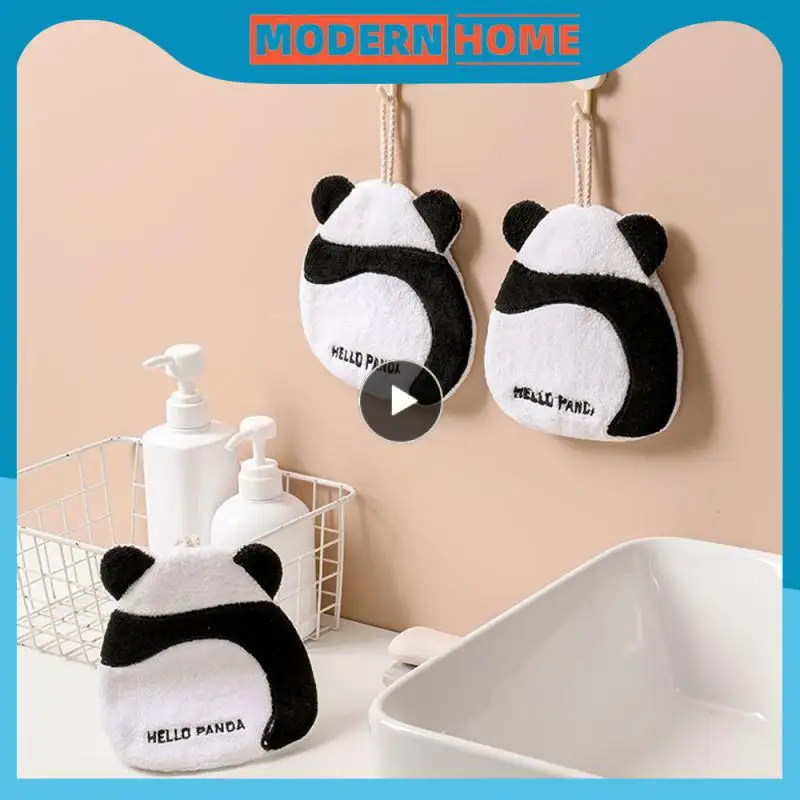 Panda Shape Household Handkerchief Water Absorption Hanging Rag Wipe Panda Shape Hand Towel