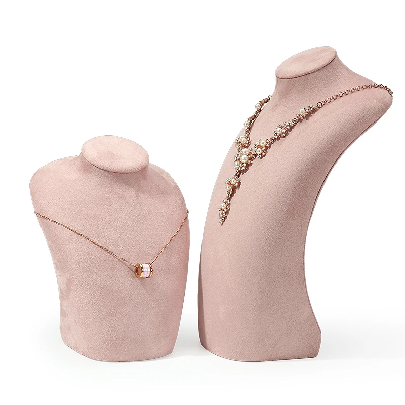 Pink velvet leather window display props jewelry window display rack paint necklace ring bracelet display props